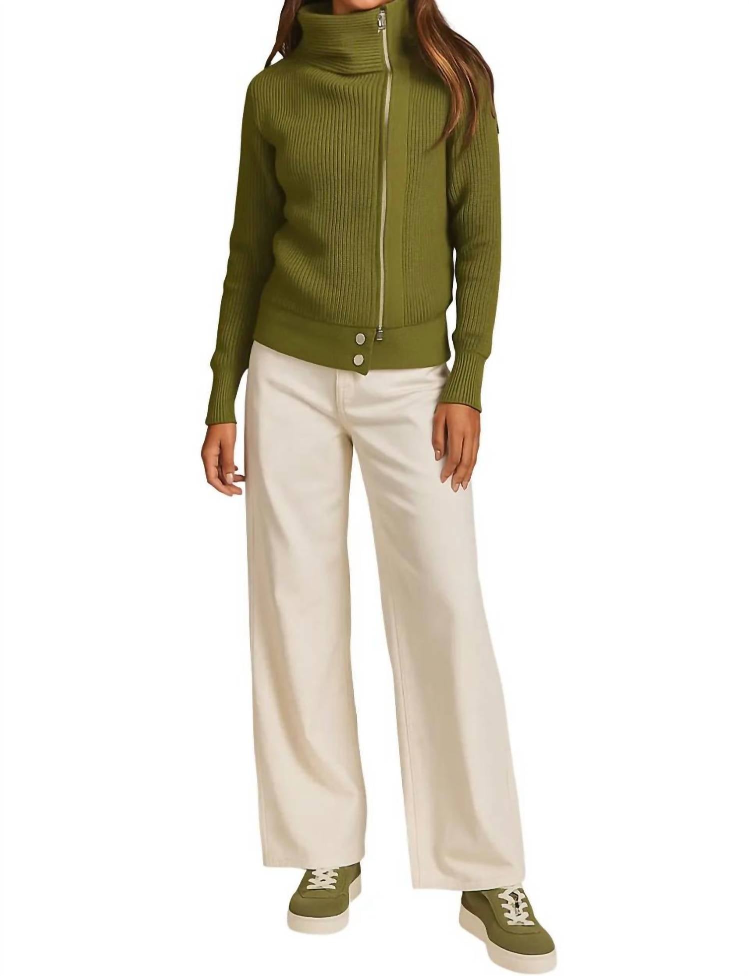Bibi - Front Zip Up High Neck Sweater Jacket