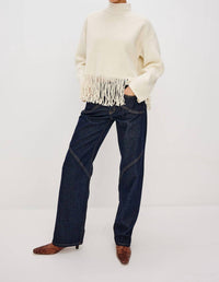 Rails Lise Fringe Mock-neck Sweater in ivory - women's sweater