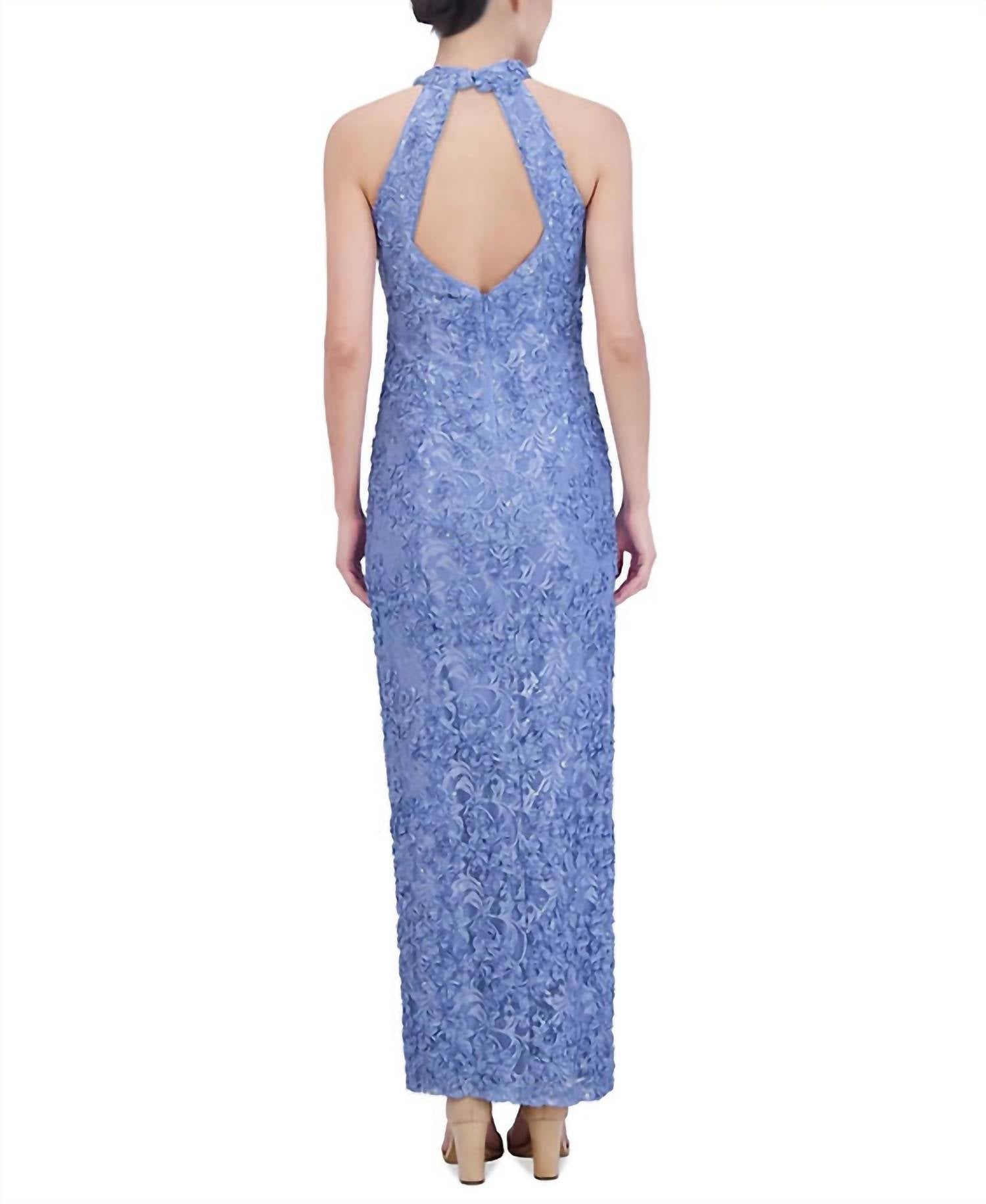 Jessica Howard - Embellished Lace Halter Gown