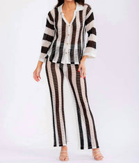 Little Secret Of Mine - Colorblock Knit Top & Pants Set