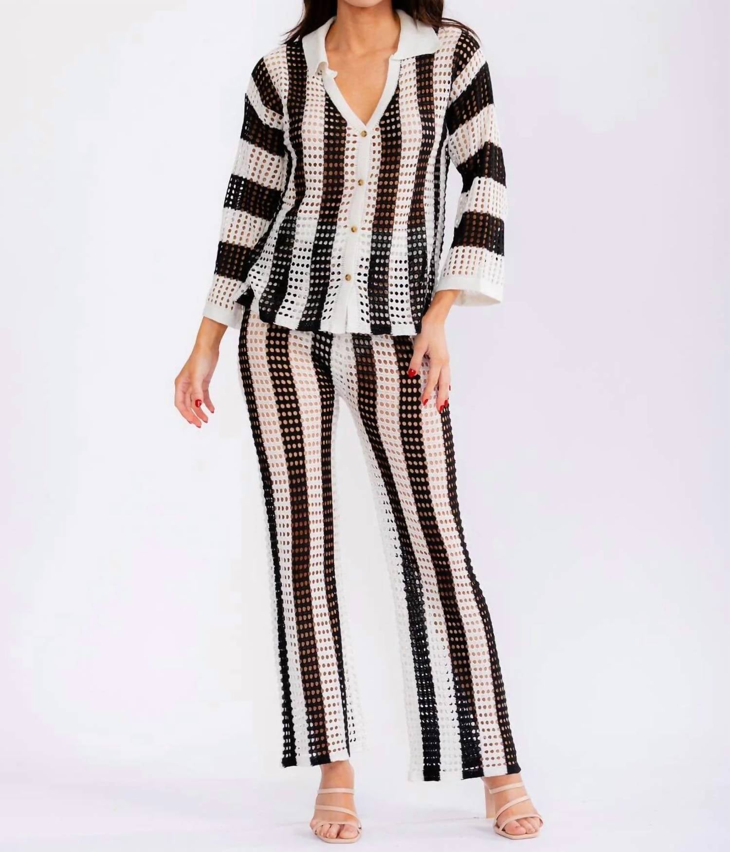 Little Secret Of Mine - Colorblock Knit Top & Pants Set