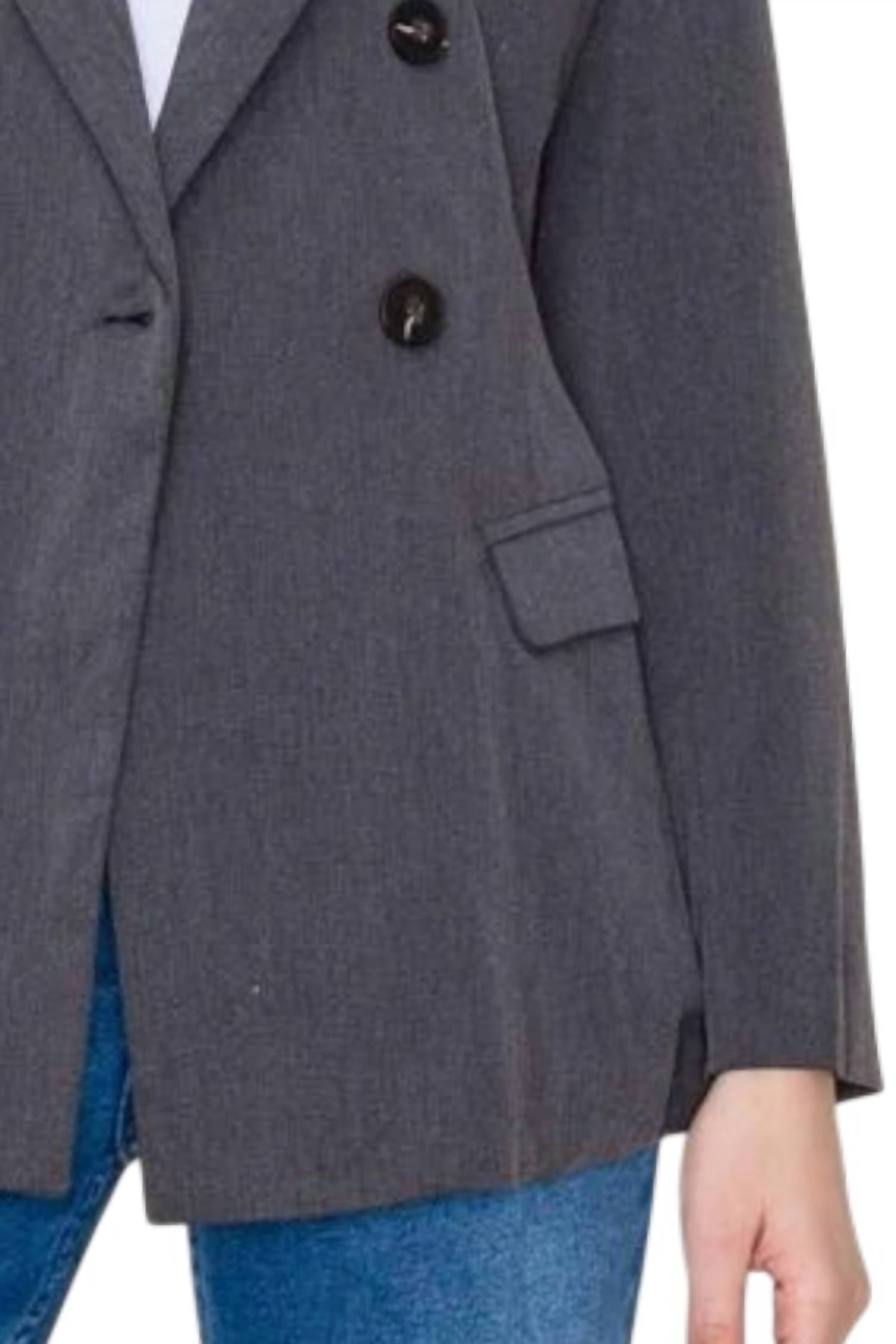 STACCATO Tailored Loose Fit Lined Blazer in charcoal - women's jacket - detail view