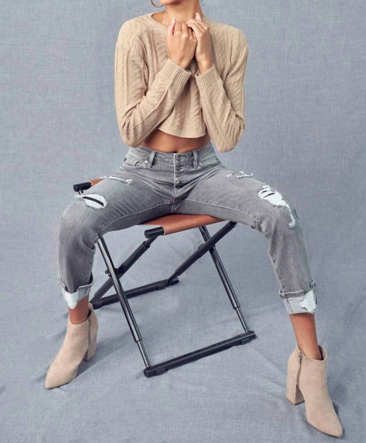 Kancan - Distress High Rise Skinny Straight Jean