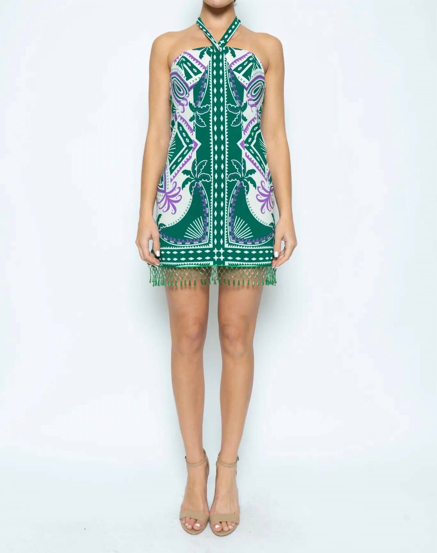 Fore Collection - Halter Bead Hem Mini Dress