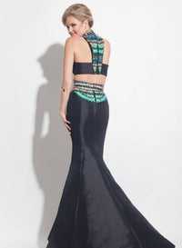 Rachel Allan - Two-piece Beaded Taffeta Mermaid Gown