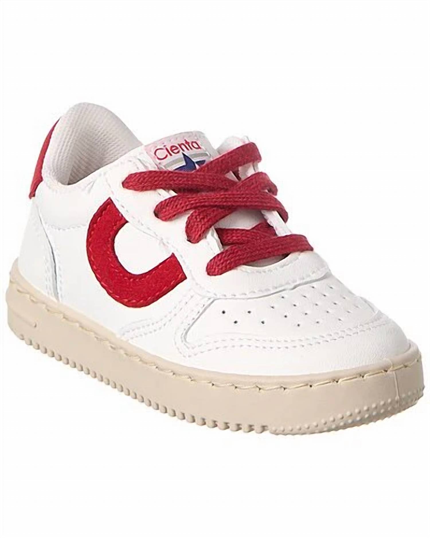 Cienta - Kid's Circle Laced Leather Sneakers