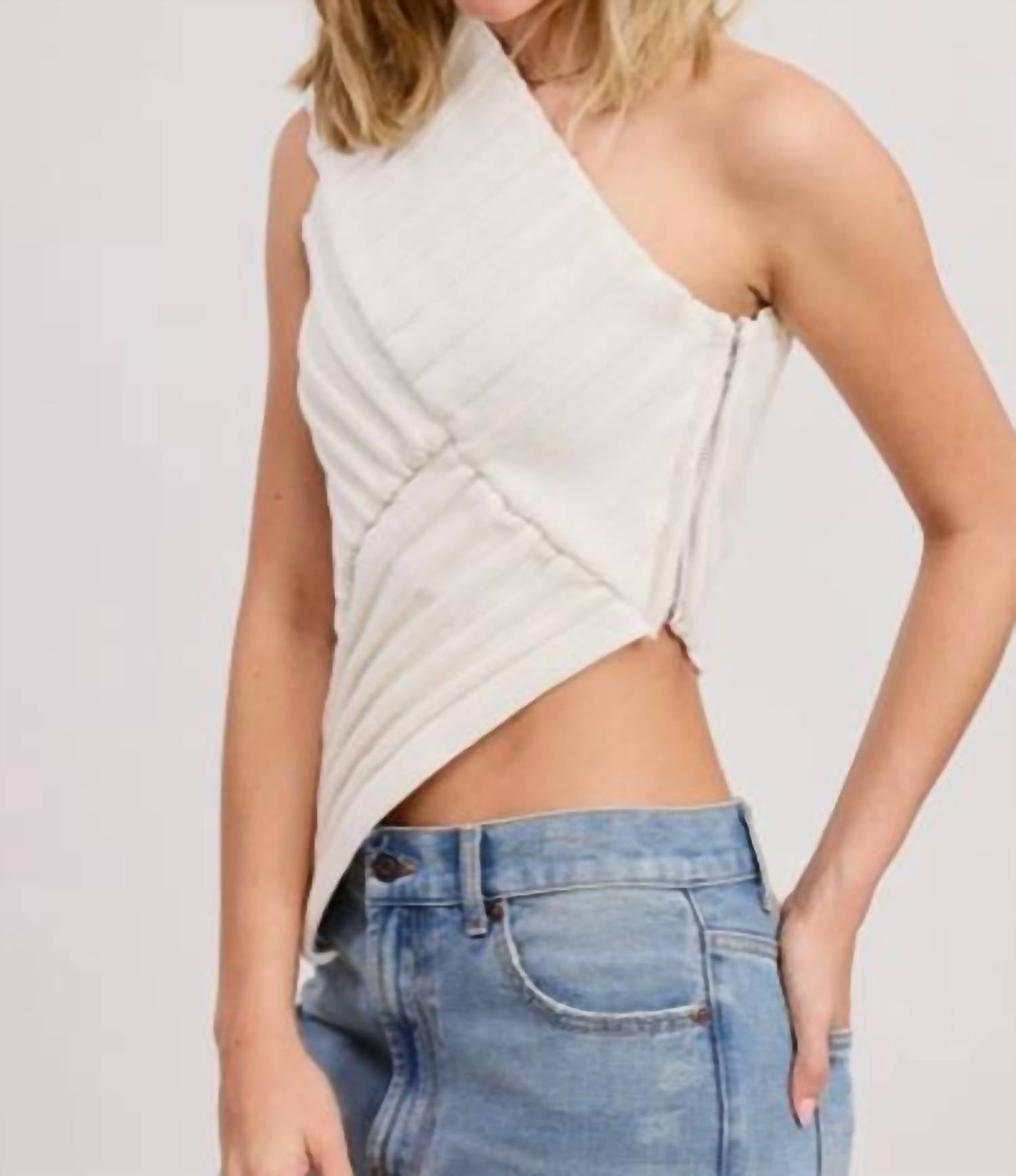 Mimosa - One-Shoulder Asymmetrical Ribbed-Knit Sweater Top