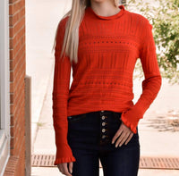 Shiying Fashion - Hollow-out Knitted Long Sleeve Top