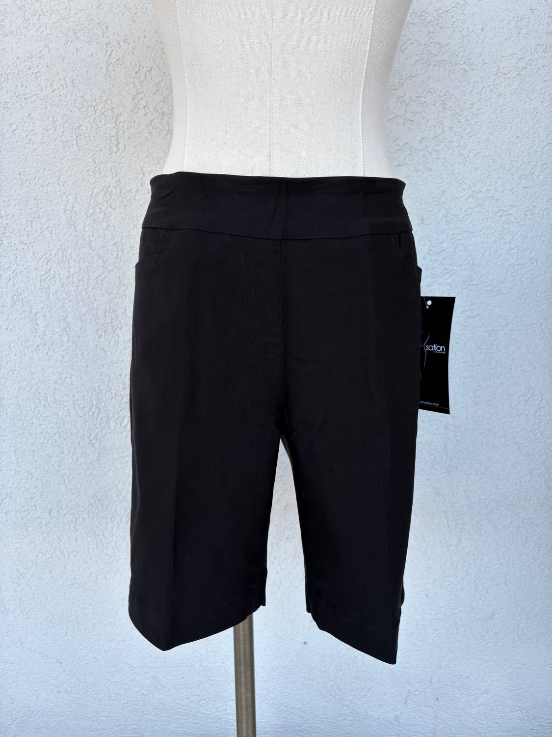 Slimsation By Multiples Pull On Shorts in black - women's shorts - alternate view