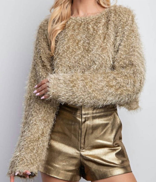 Glam - Tabitha Faux Fur Long Sleeve Sweater