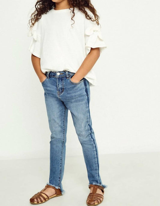 Girls Frayed Ankle Jean