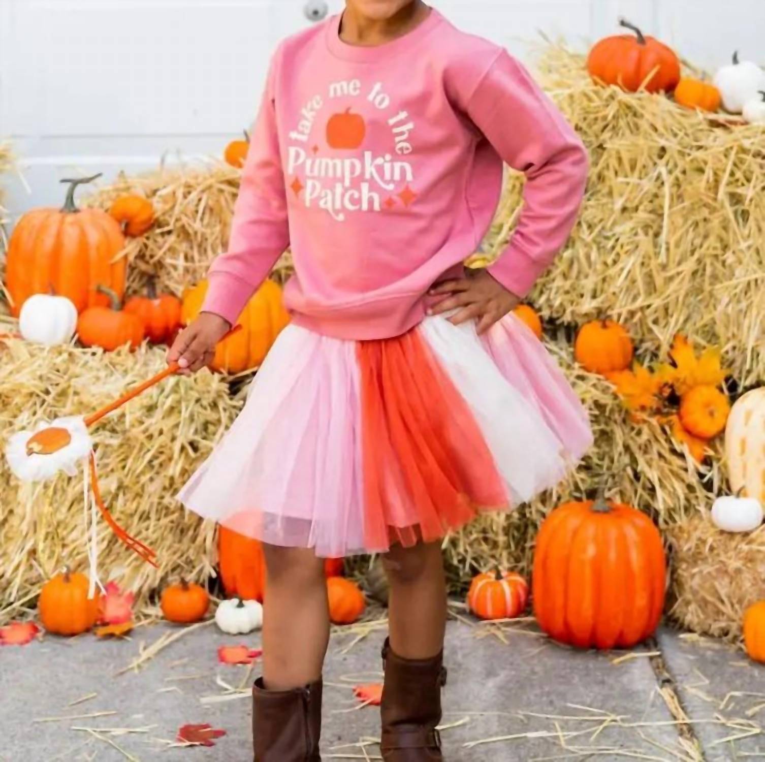 SWEET wink Take Me To The Pumpkin Patch Sweatshirt in pink - kids' shirt