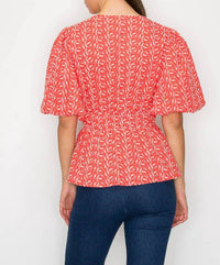 Love Wednesday - Coral Cotton Embroidery Top