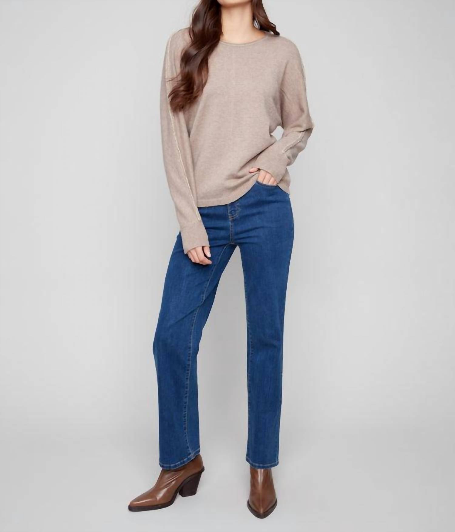Charlie B - Metallic Sleeve Sweater