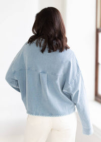 Z Supply - Day Knit Denim Crop Whipstitch Jacket
