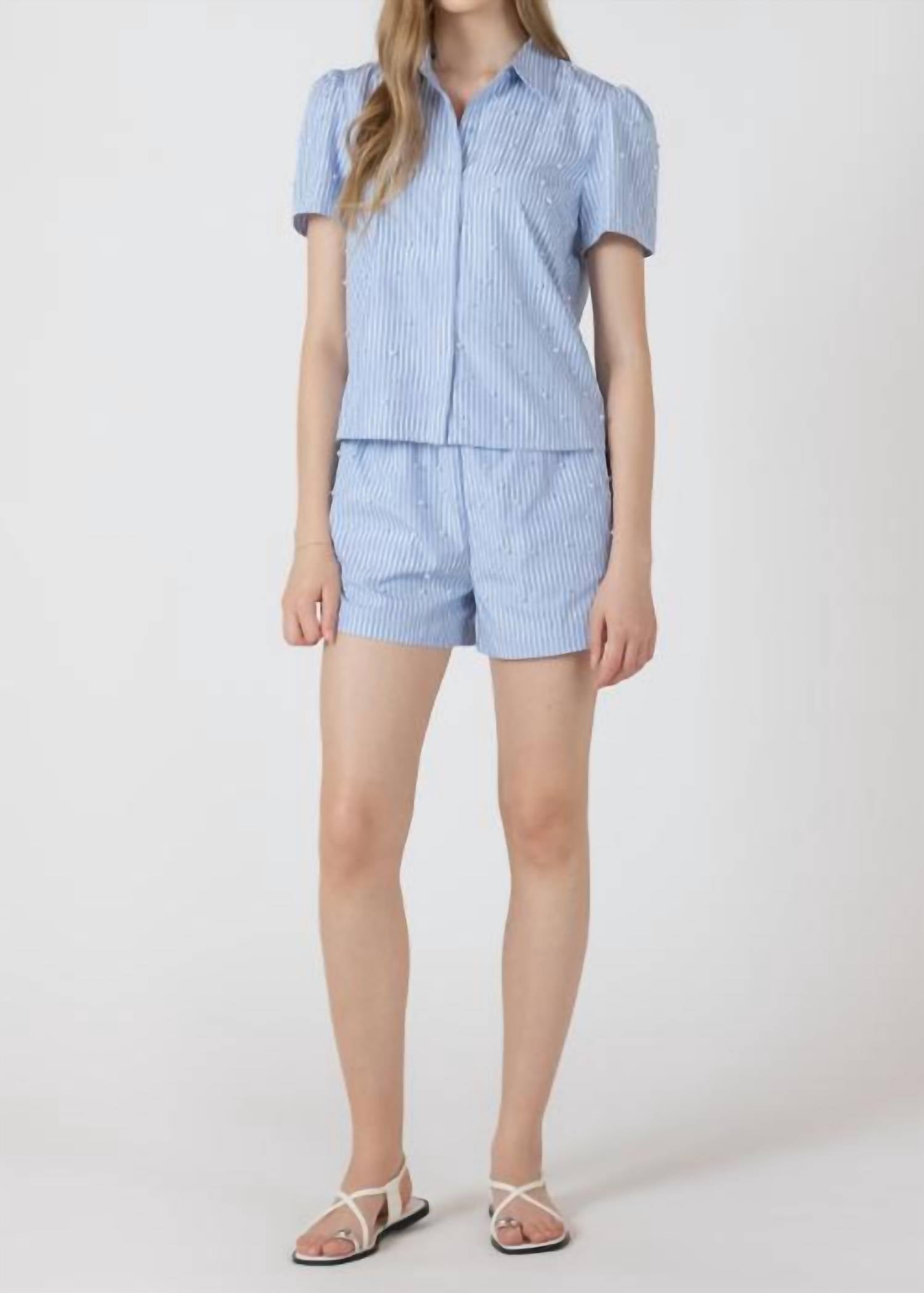 Dex - Seaside Pearl Puff Sleeve Blouse