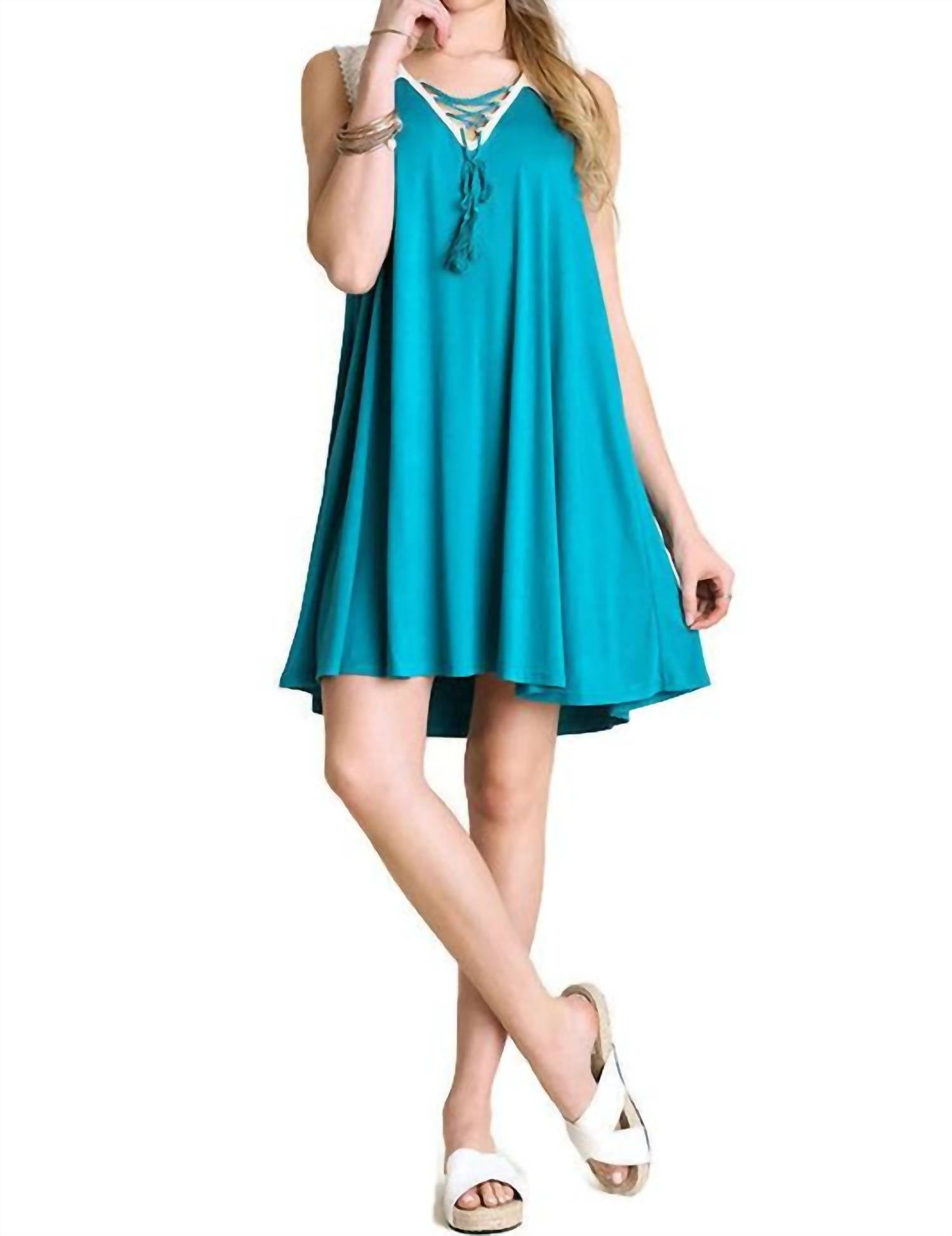 Umgee - Lace Up Tassel Tie Dress