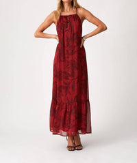 Lovestitch - Floral Tie Front Halter Maxi Dress