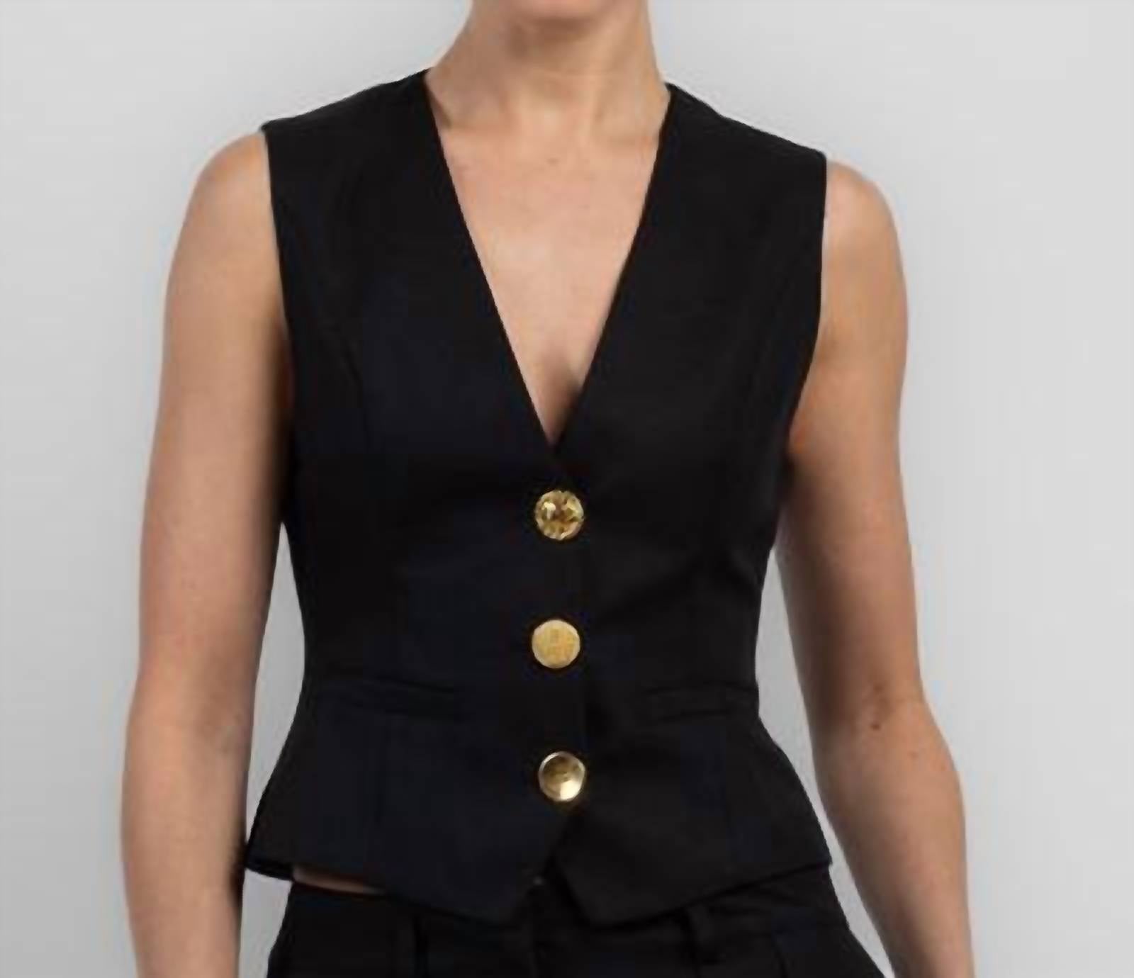Francoise Anita Sleeveless Waistcoat in black - women's blouse