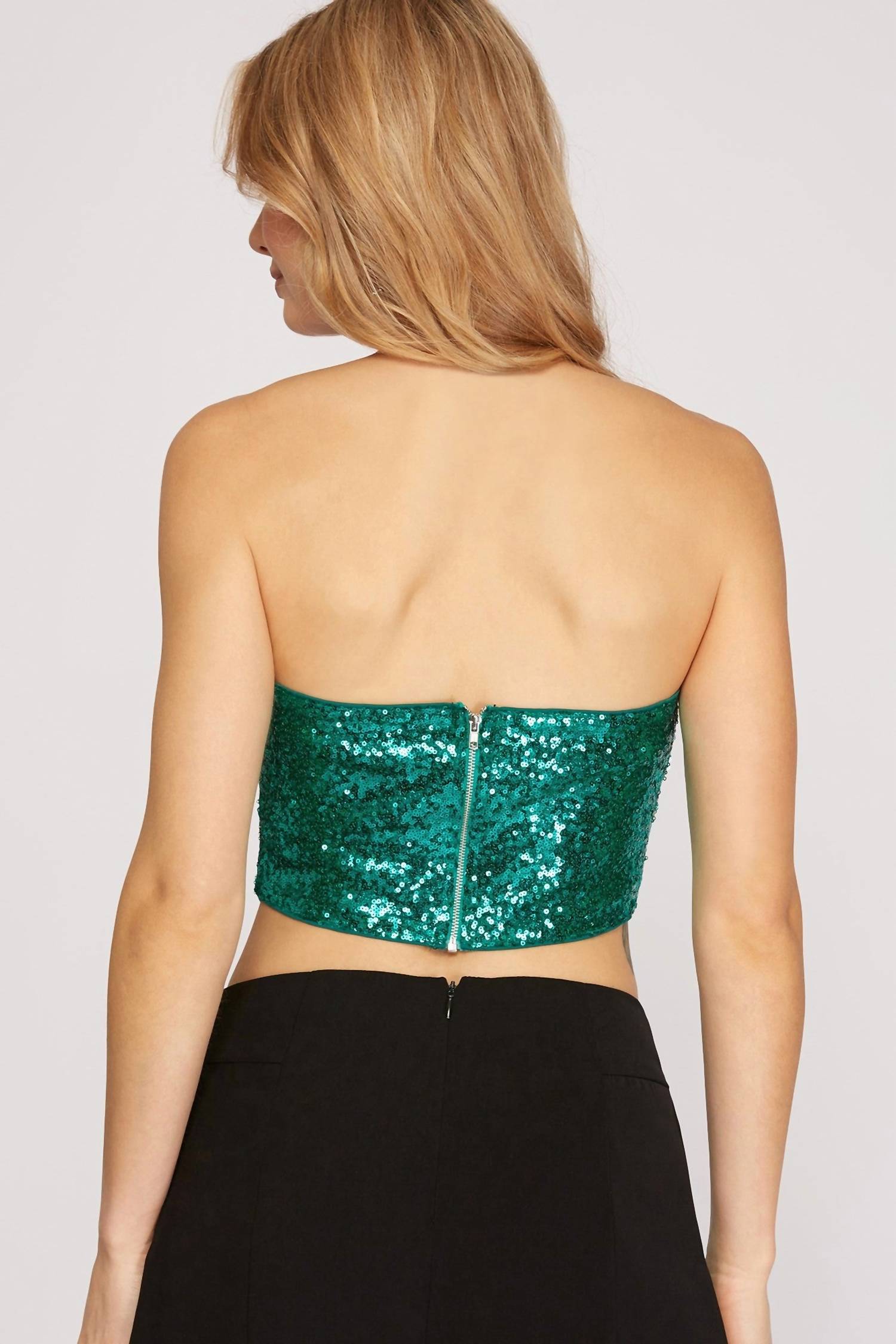 She + Sky - Sequin Crop Tube Top