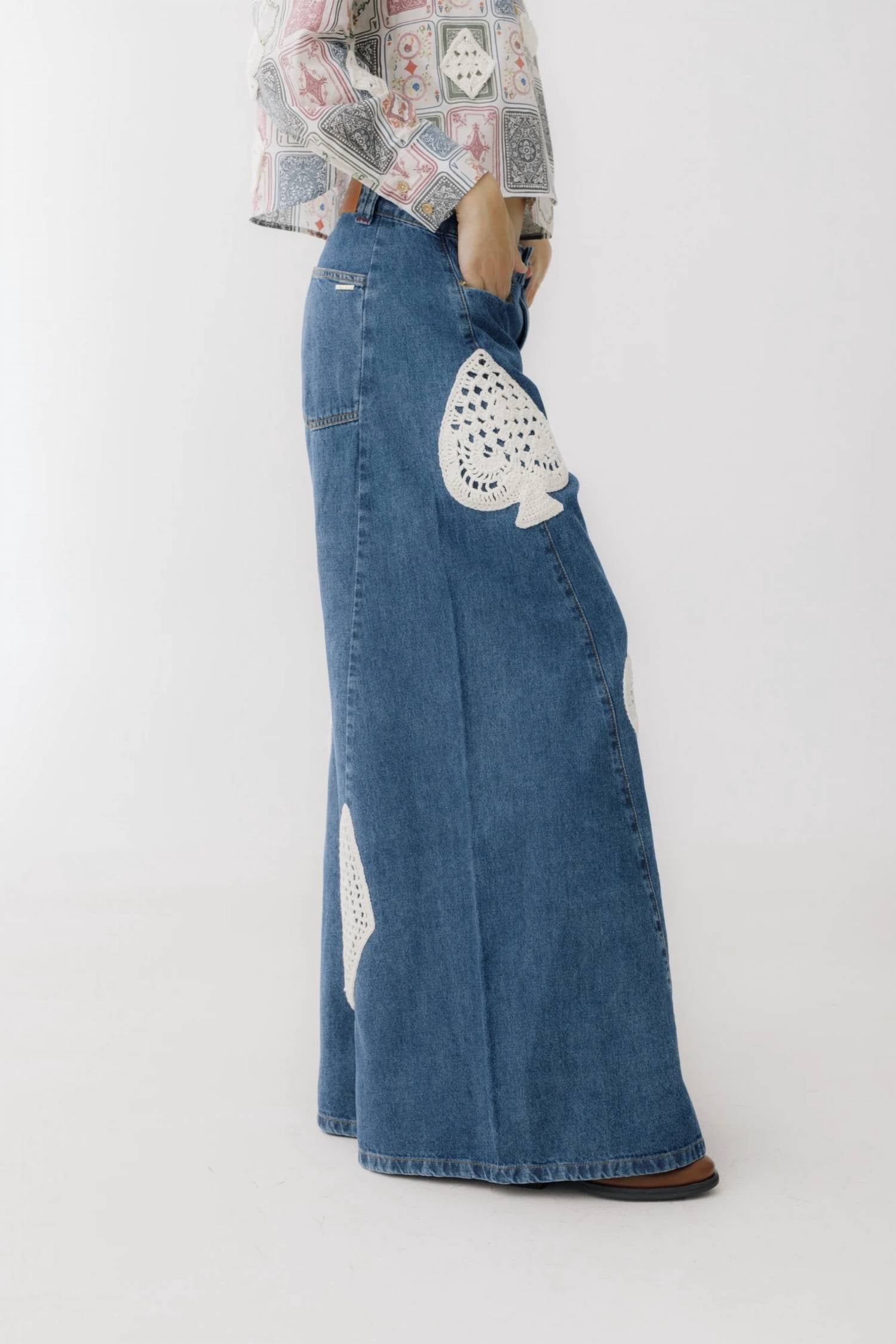Savia - Crochet Wide Leg Jeans