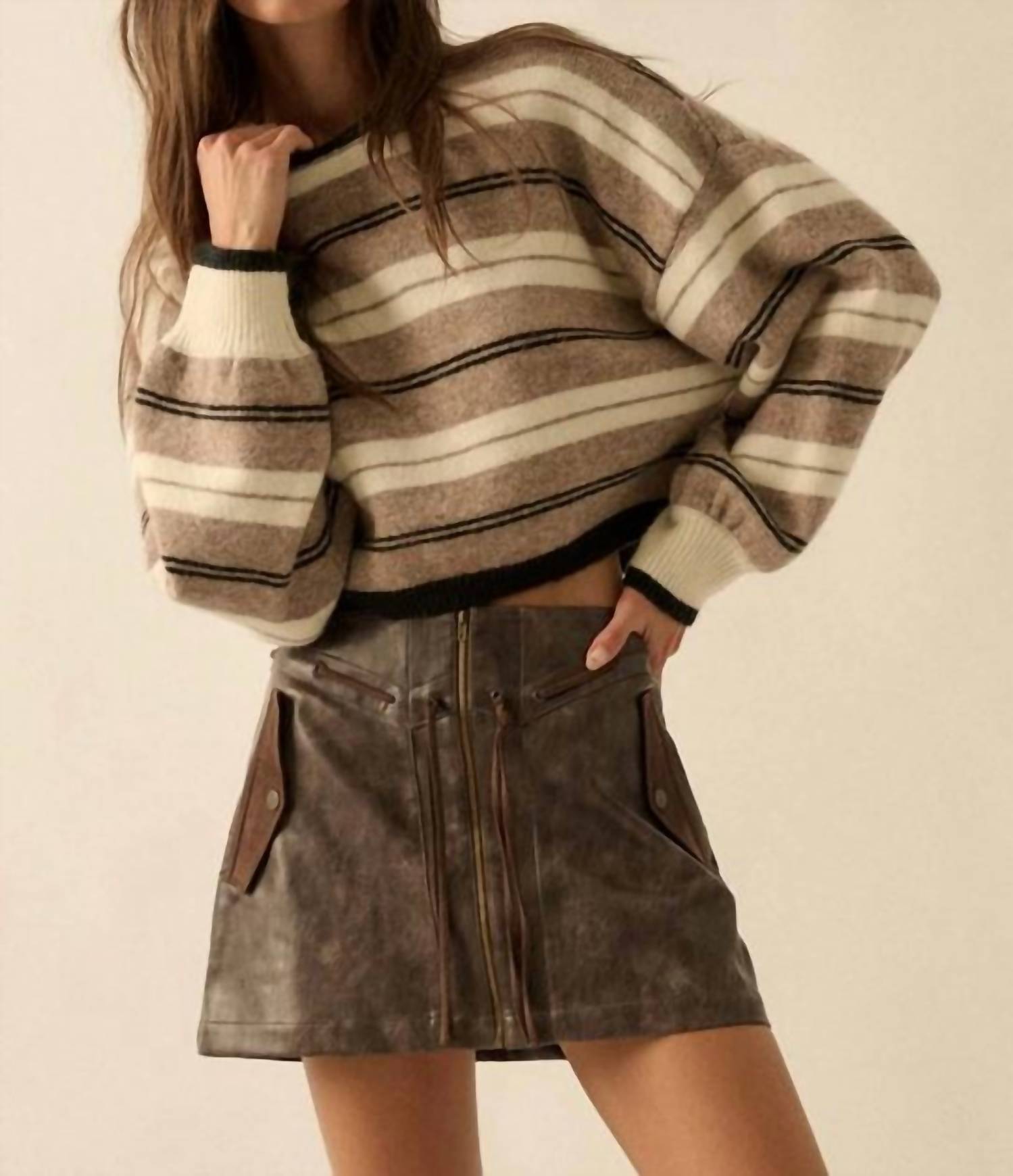 Promesa - Striped Dolman Sleeve Sweater