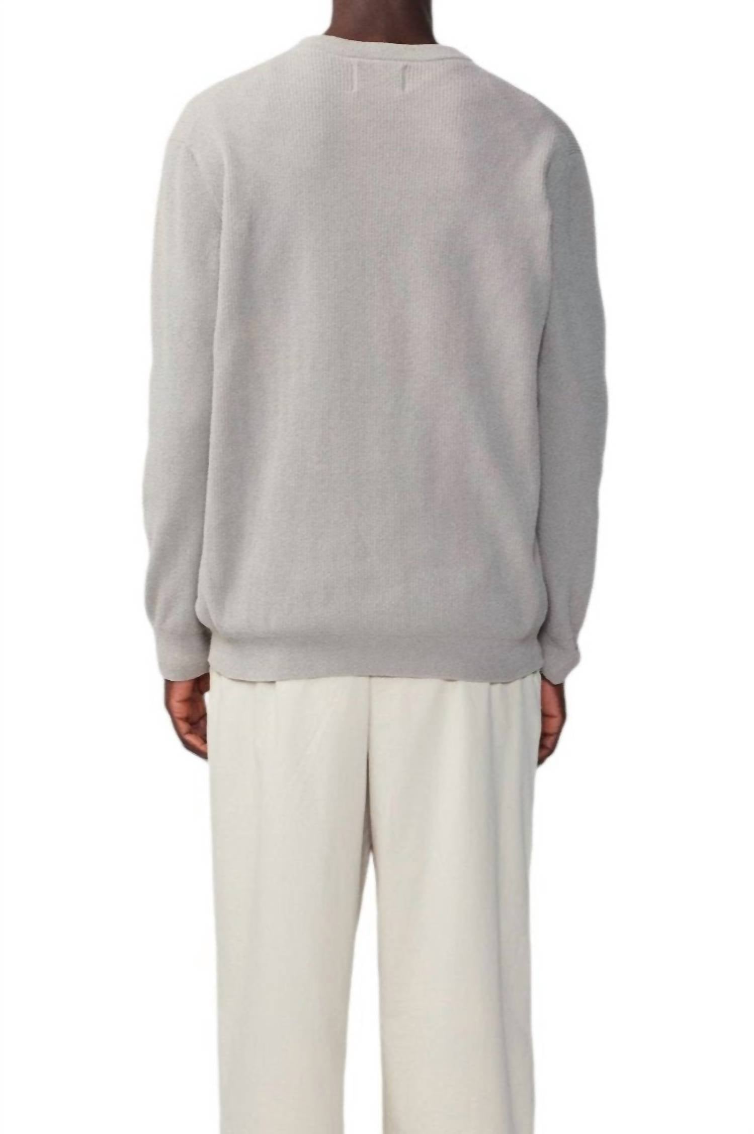 NN07 Danny Crewneck Sweater in fog - men's sweater - detail view