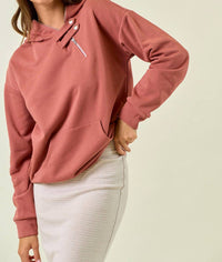 Doe And Rae - Zip Detail Hoodie With Double Snaps