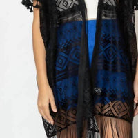 Judson & Co. - Aztec Boho Lace Fringe Kimono Cover Up