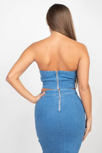 Denim Blvd - Renee Crop Top And Skirt Set