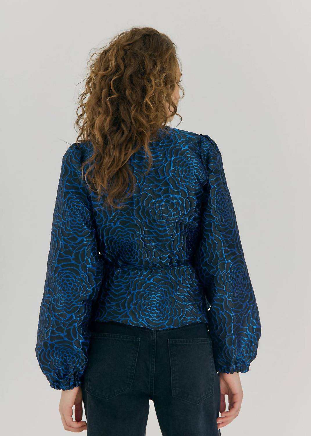 Norr Women's Debra Top in bright blue - women's blouse - detail view
