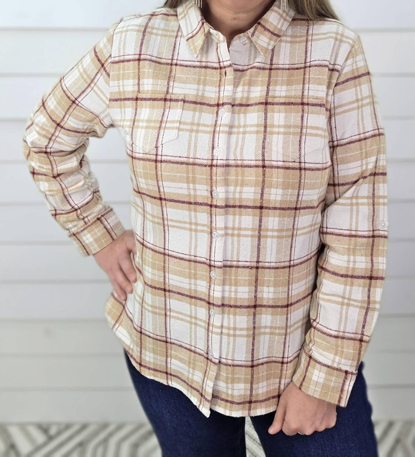 Keren Hart - Flannel Plaid Button Down Shirt