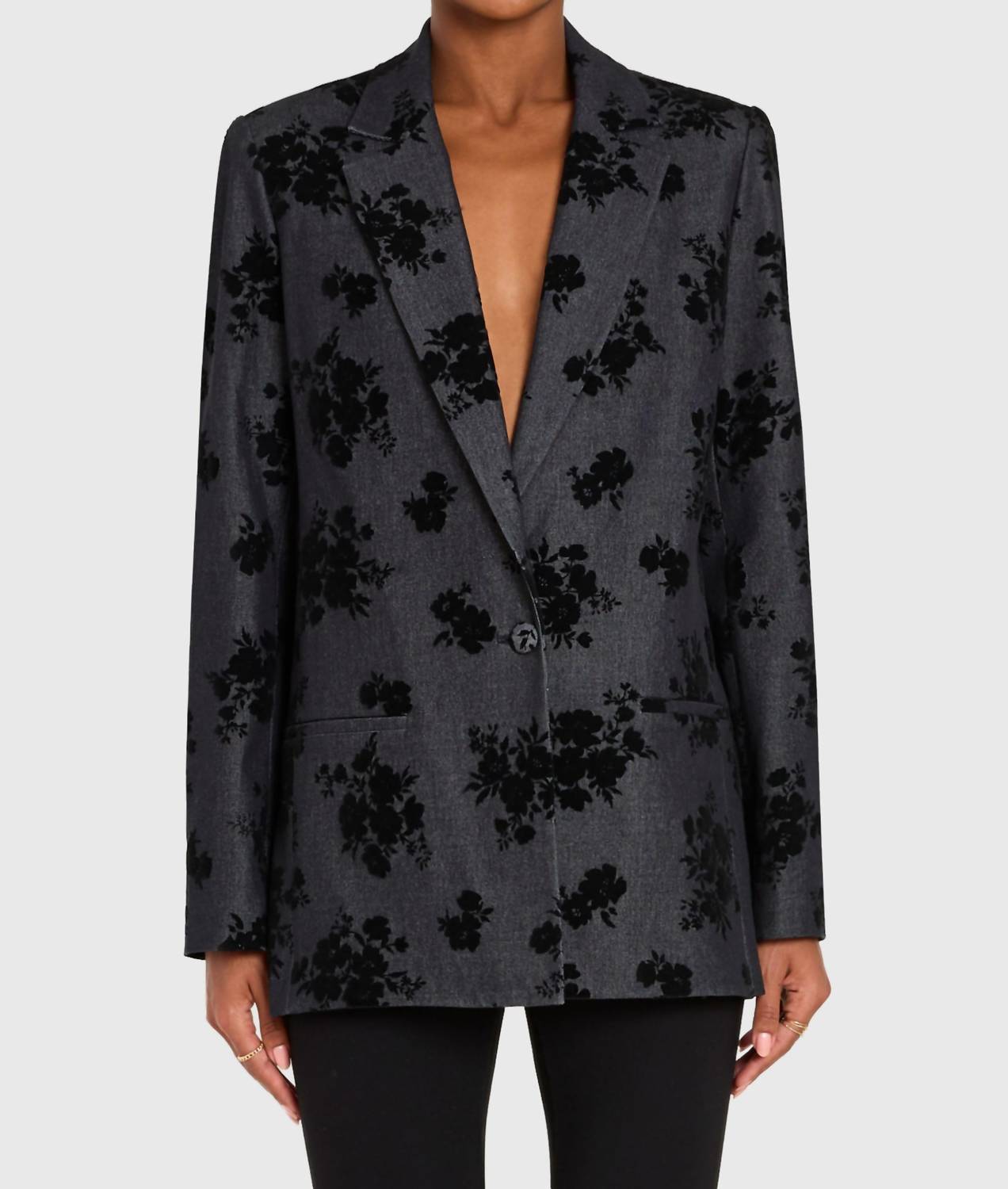 Amanda Uprichard GRADY BLAZER in indigo - women's jacket - detail view