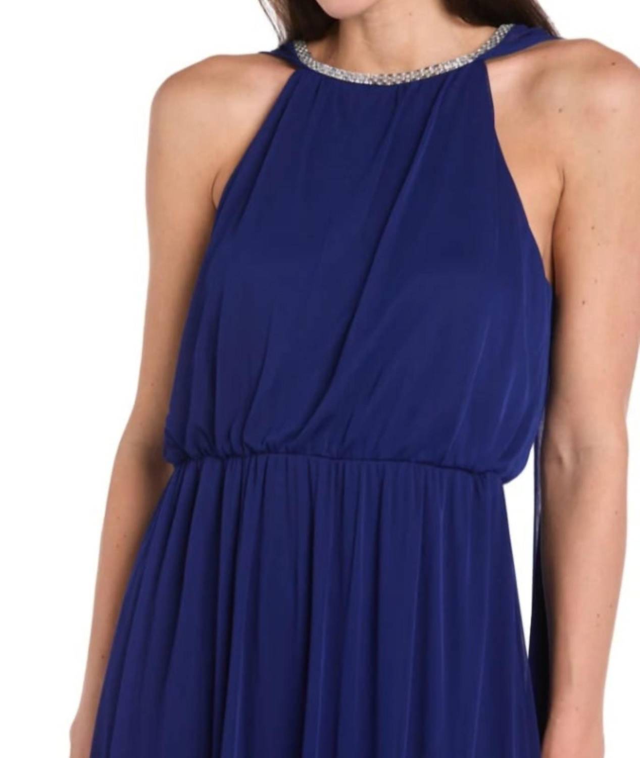 R&M Richards - Rhinestone Capelet Long Evening Dress