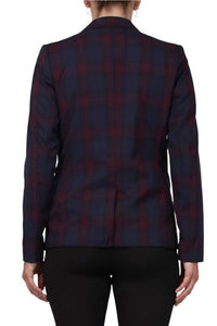 T Tahari - Long Sleeve Notch Collar Plaid Blazer