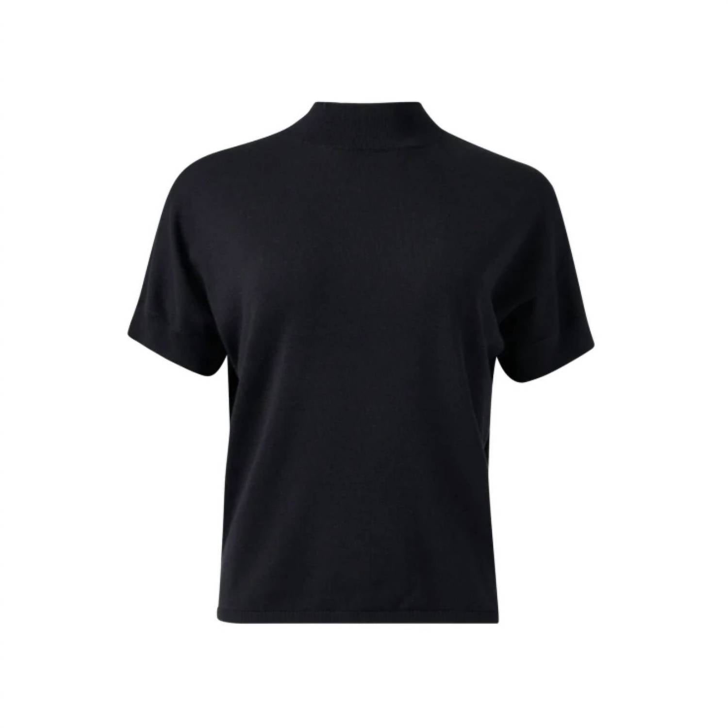 Elliott Lauren Mock Neck Short Sleeve Top in black - women's t-shirt - alternate view