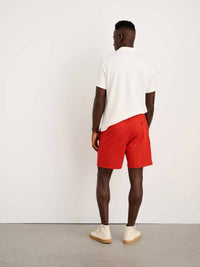 ALEX MILL Drawstring Saturday Shorts in orange red - men's shorts - alternate view