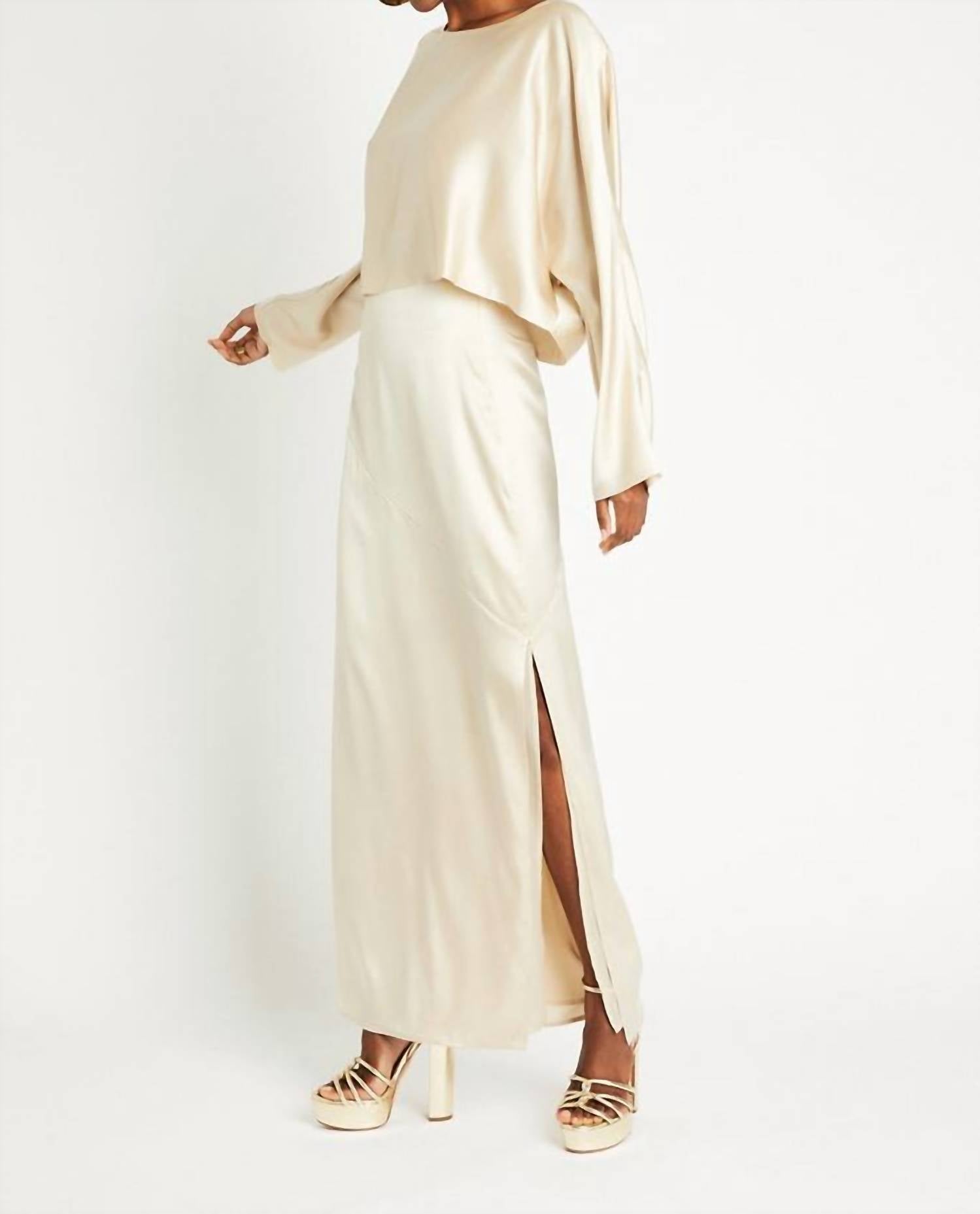 Beryll Naomi Silk Skirt in latte - women's skirt - detail view
