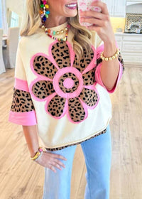 Rosa Clothing - Leopard Flower Patch Top