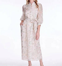 Jade - Stand Collar A-line Midi Dress