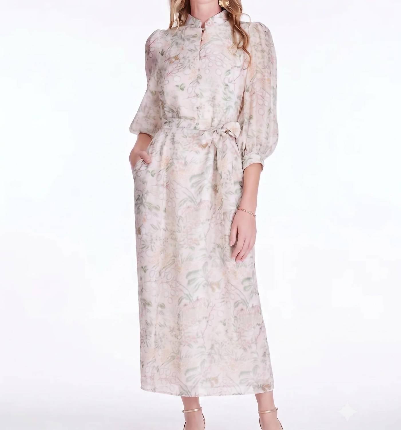 Jade - Stand Collar A-line Midi Dress