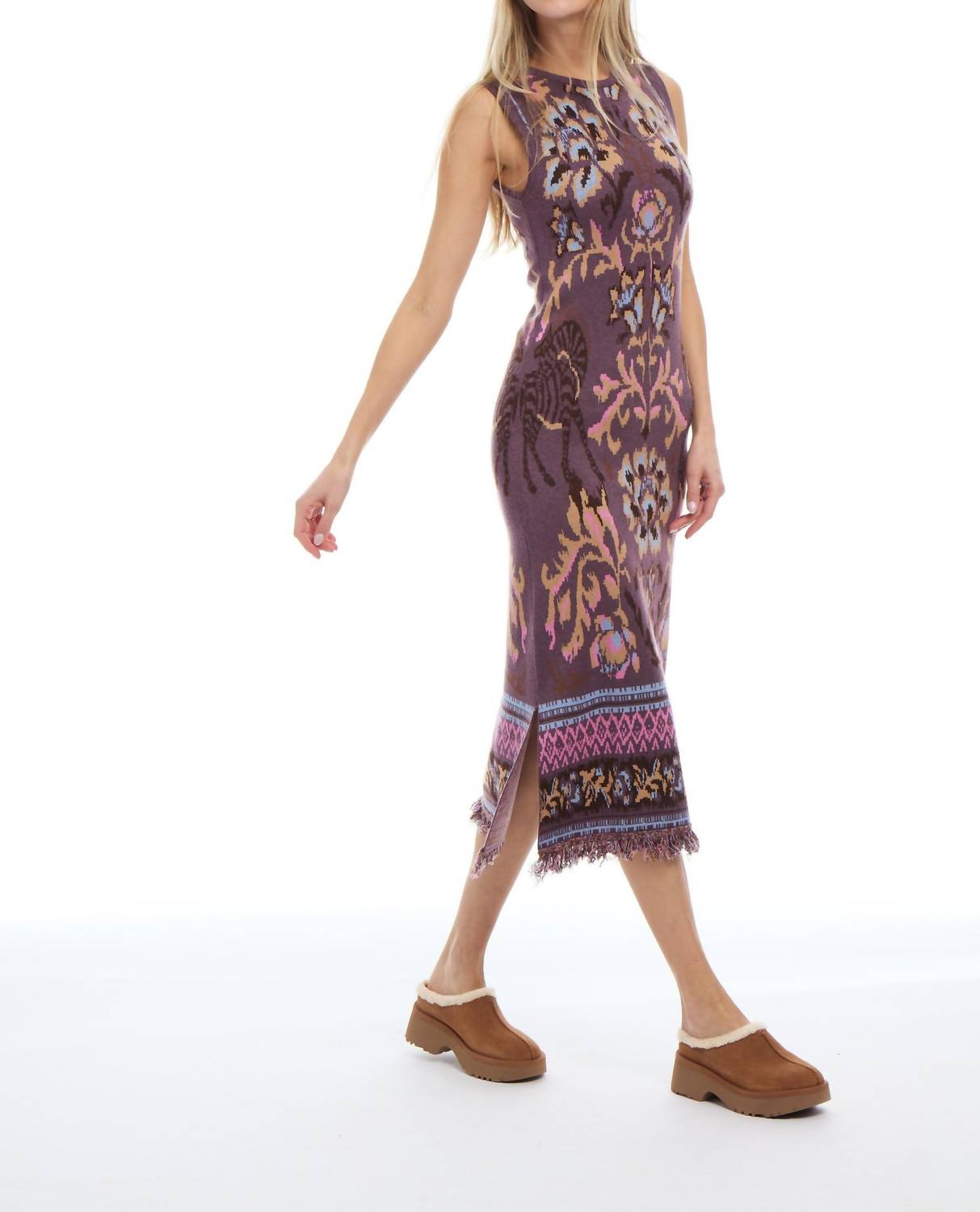 PATTY KIM Women's Camille Knit Dress in mocha jacquard - women's dress