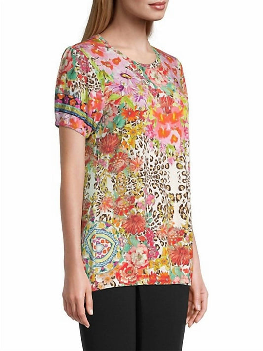 Johnny Was - WILD GARDEN PRINTED PUFF-SLEEVE FLARED T-SHIRT
