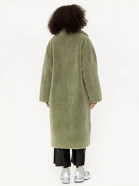 STAND STUDIO Maria Faux-fur Coat in sage green - women's jacket - view 4