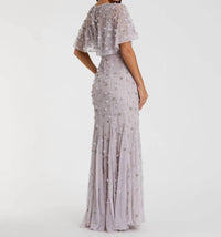 Mac Duggal - Embellished Illusion Cape Sleeve Trumpet Gown
