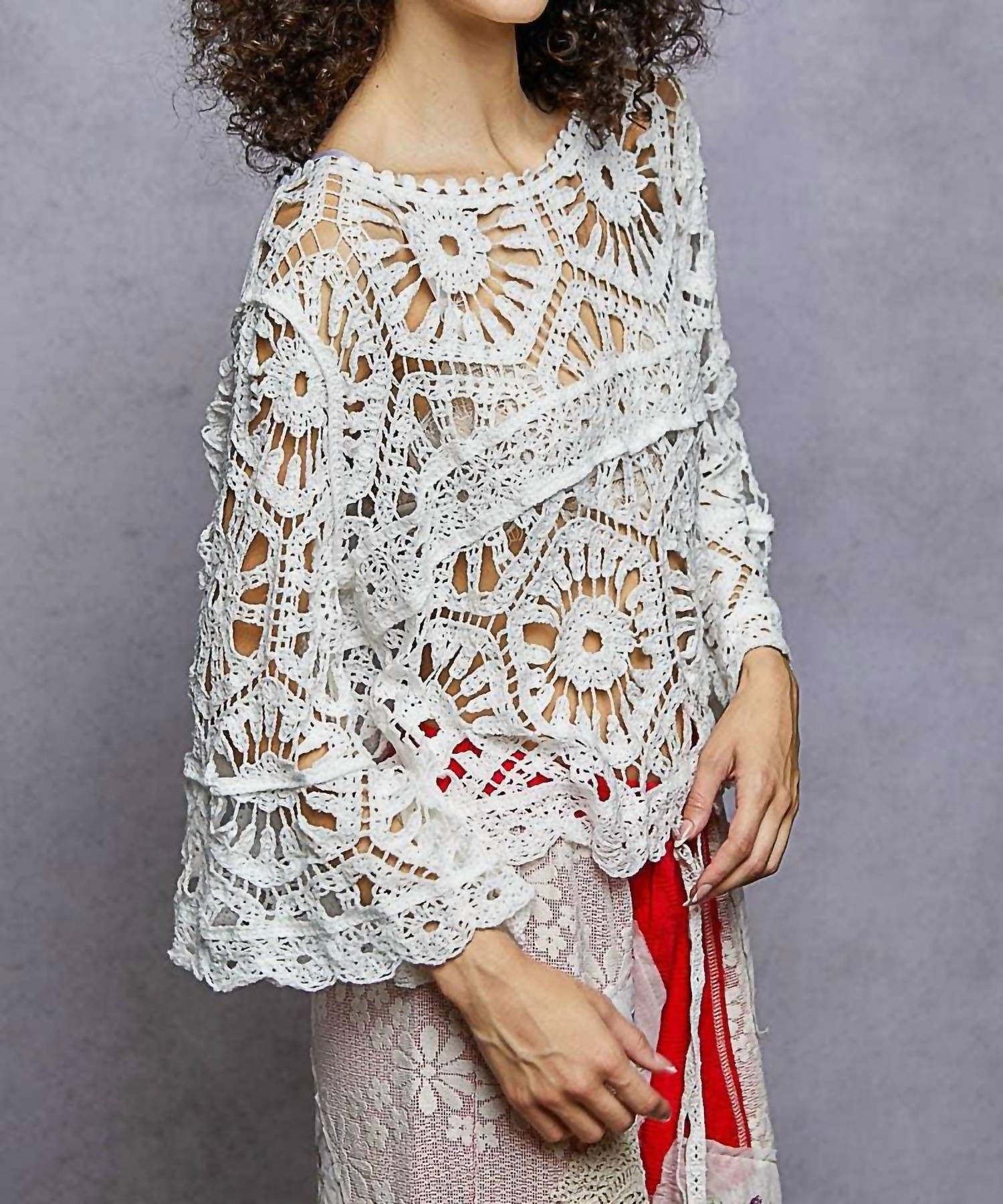 Pol - Round Neck Crochet Cropped Top