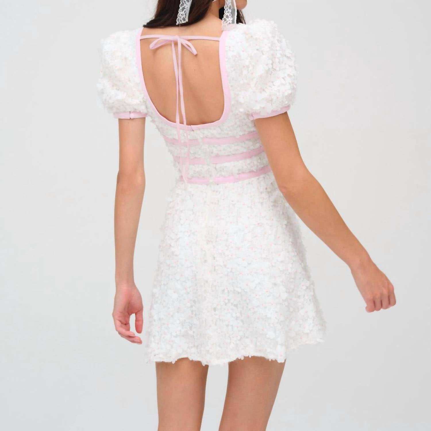 For Love & Lemons - Stacked Blossom Lace Mini Dress