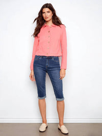 Charlie B - Frayed Hem Linen Jacket