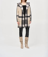 Joseph Ribkoff - Brushed Jacquard Sweater Cover Up Hoodie