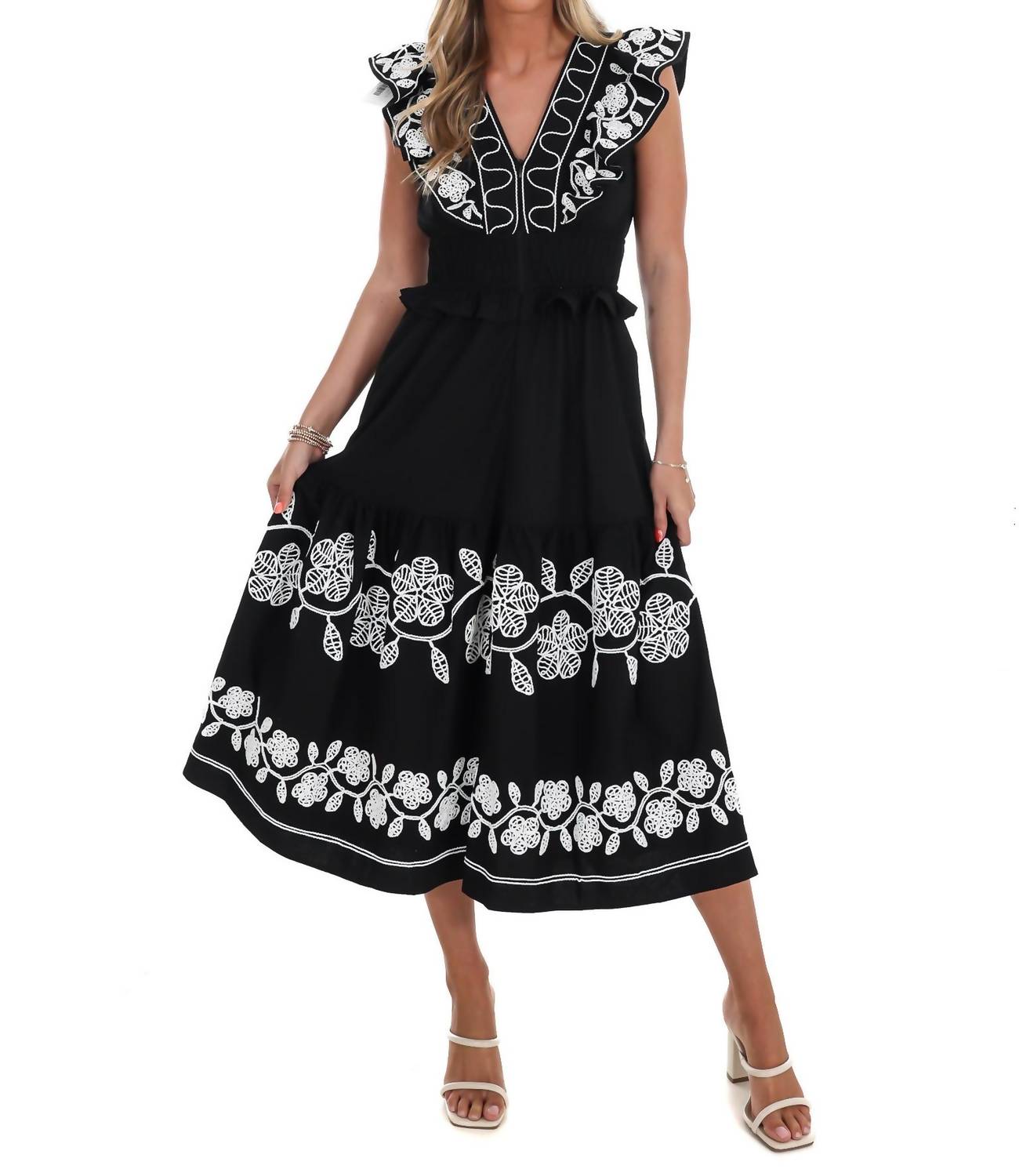 Strut & Bolt - Tell Me Everything Embroidery Midi Dress